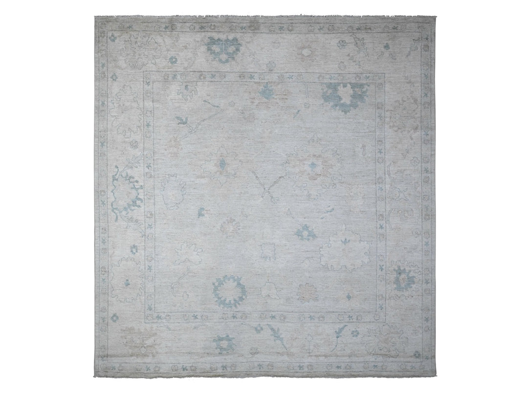 9'6" x 10'2" New Hand Knotted Grey Wool Square Oriental Rug - MOA10289330