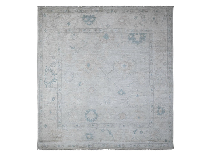 9'6" x 10'2" New Hand Knotted Grey Wool Square Oriental Rug - MOA10289330