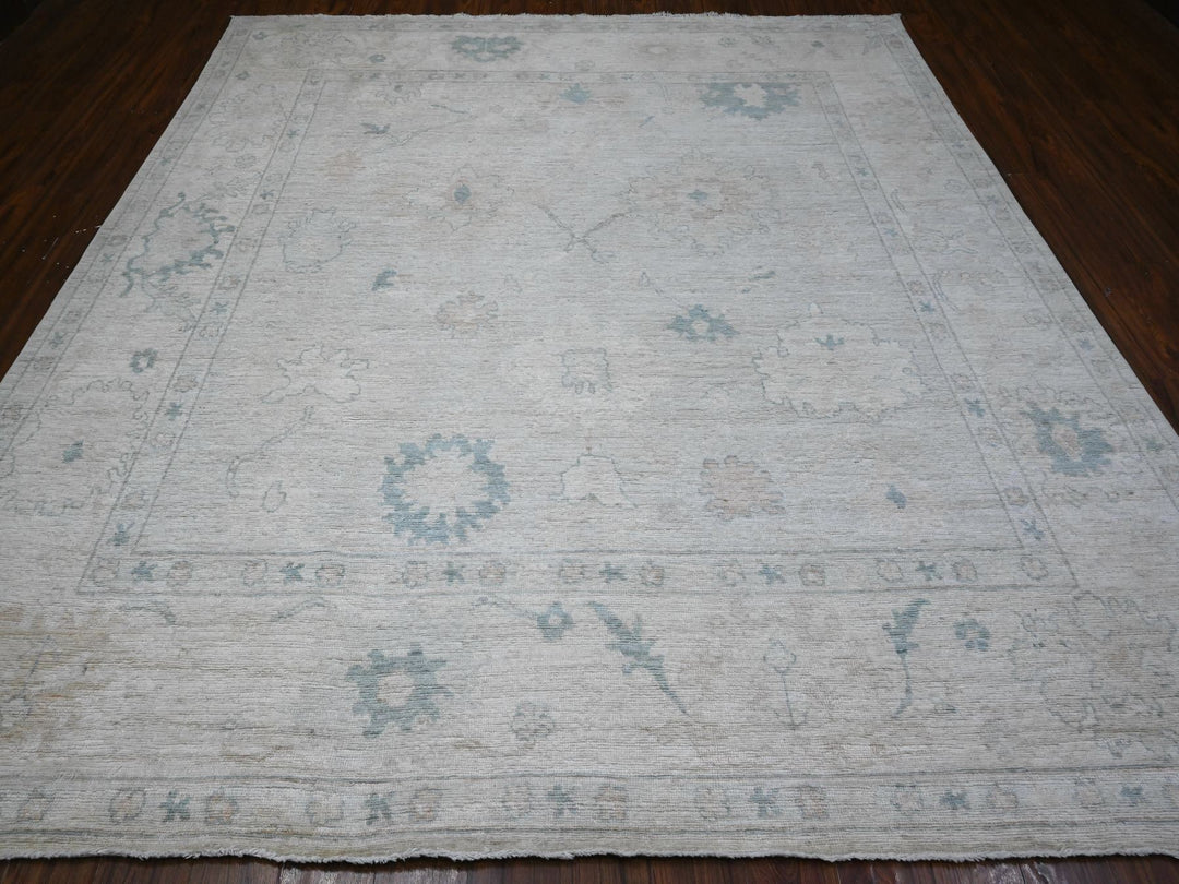 9'6" x 10'2" New Hand Knotted Grey Wool Square Oriental Rug - MOA10289330