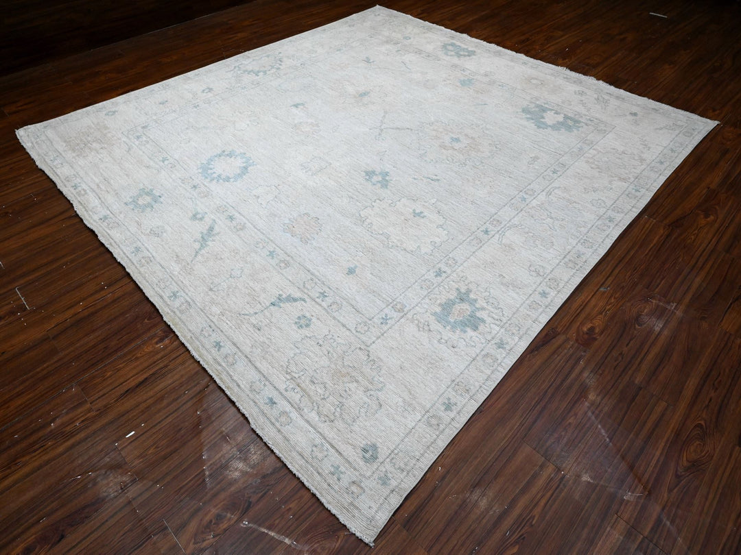 9'6" x 10'2" New Hand Knotted Grey Wool Square Oriental Rug - MOA10289330