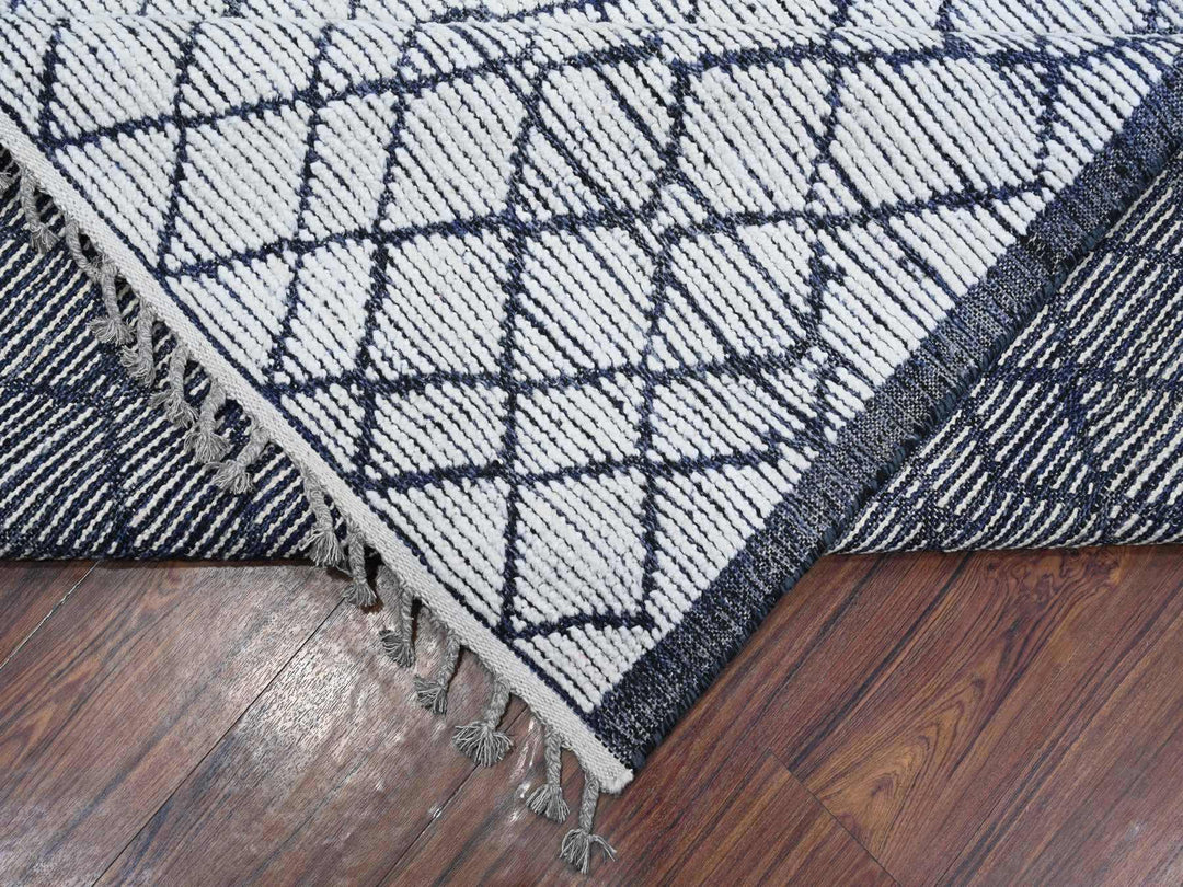 9'1" x 12'4" New Hand Knotted Ivory Wool Rectangle Oriental Rug - MOA10289334