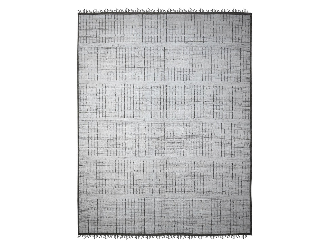 12'2" x 15'9" New Hand Knotted Ivory Wool Rectangle Oriental Rug - MOA10289335