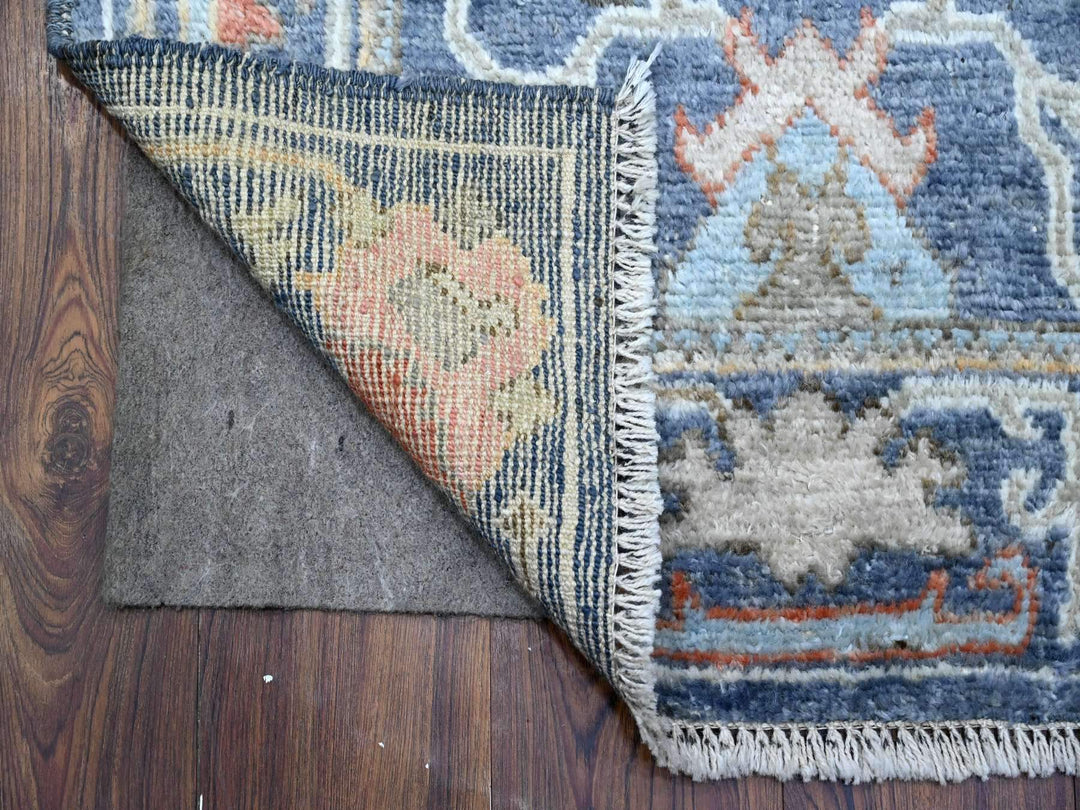 2'7" x 16'0" New Hand Knotted Blue Wool Runner Oriental Rug - MOA10289349