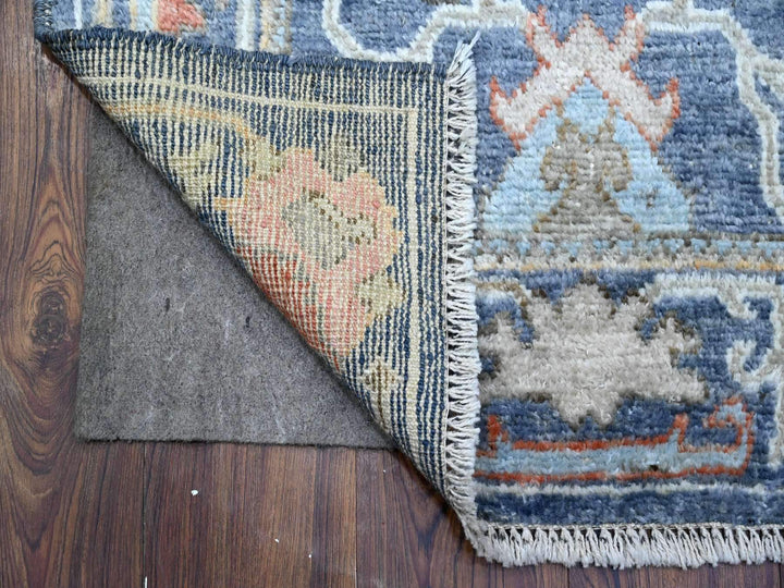 2'7" x 16'0" New Hand Knotted Blue Wool Runner Oriental Rug - MOA10289349
