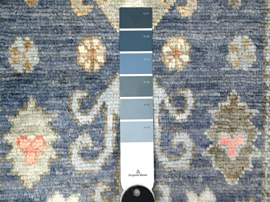 2'7" x 16'0" New Hand Knotted Blue Wool Runner Oriental Rug - MOA10289349