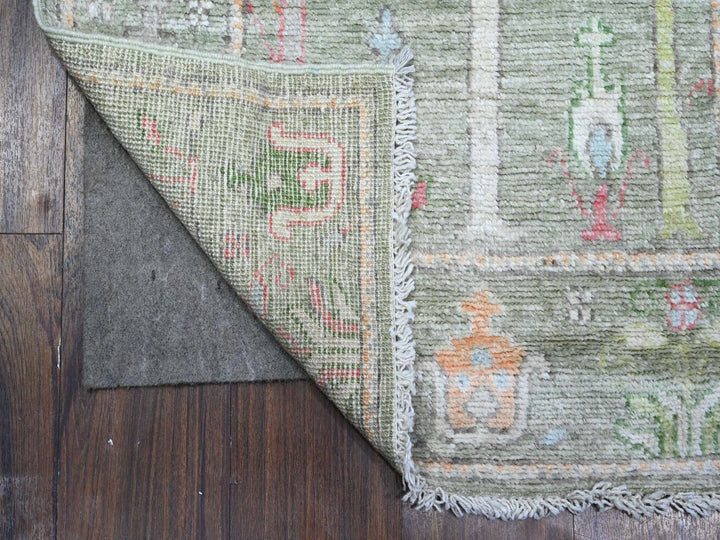 2'7" x 11'10" New Hand Knotted Green Wool Runner Oriental Rug - MOA10289350