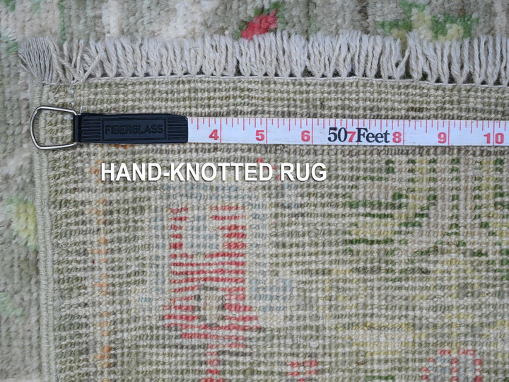 2'7" x 11'10" New Hand Knotted Green Wool Runner Oriental Rug - MOA10289350