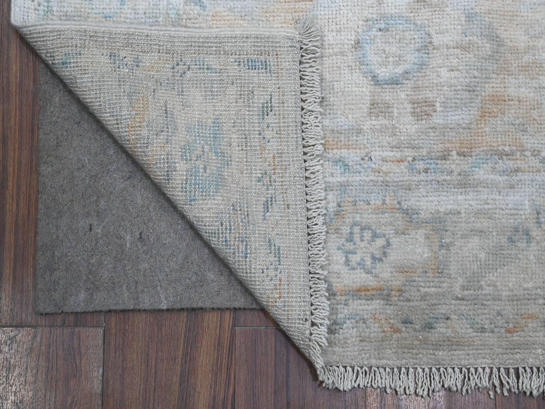 3'1" x 19'10" New Hand Knotted Grey Wool Runner Oriental Rug - MOA10289358