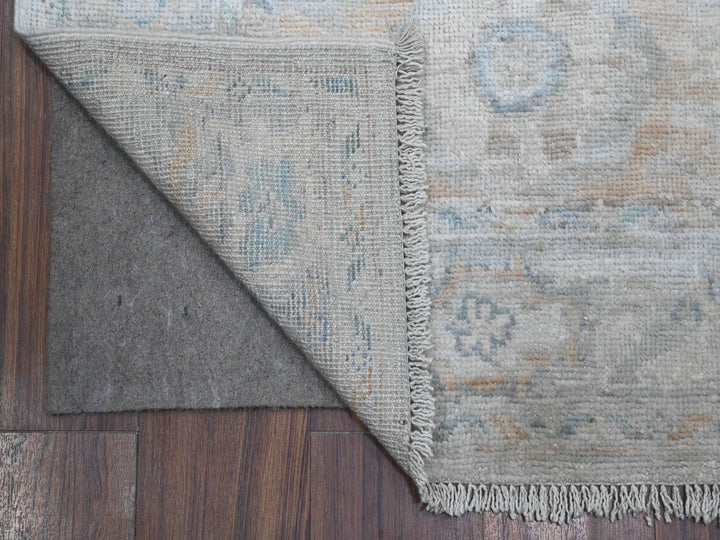 3'1" x 19'10" New Hand Knotted Grey Wool Runner Oriental Rug - MOA10289358