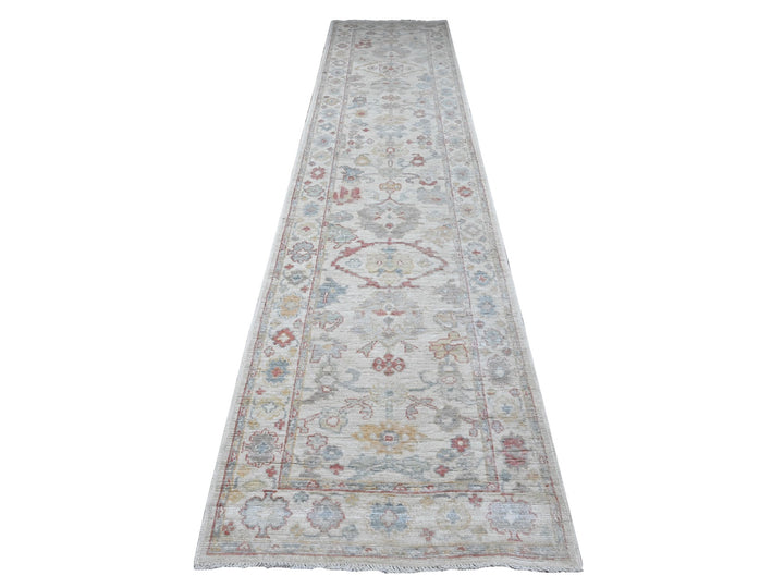 3'0" x 13'6" New Hand Knotted Ivory Wool Runner Oriental Rug - MOA10289360