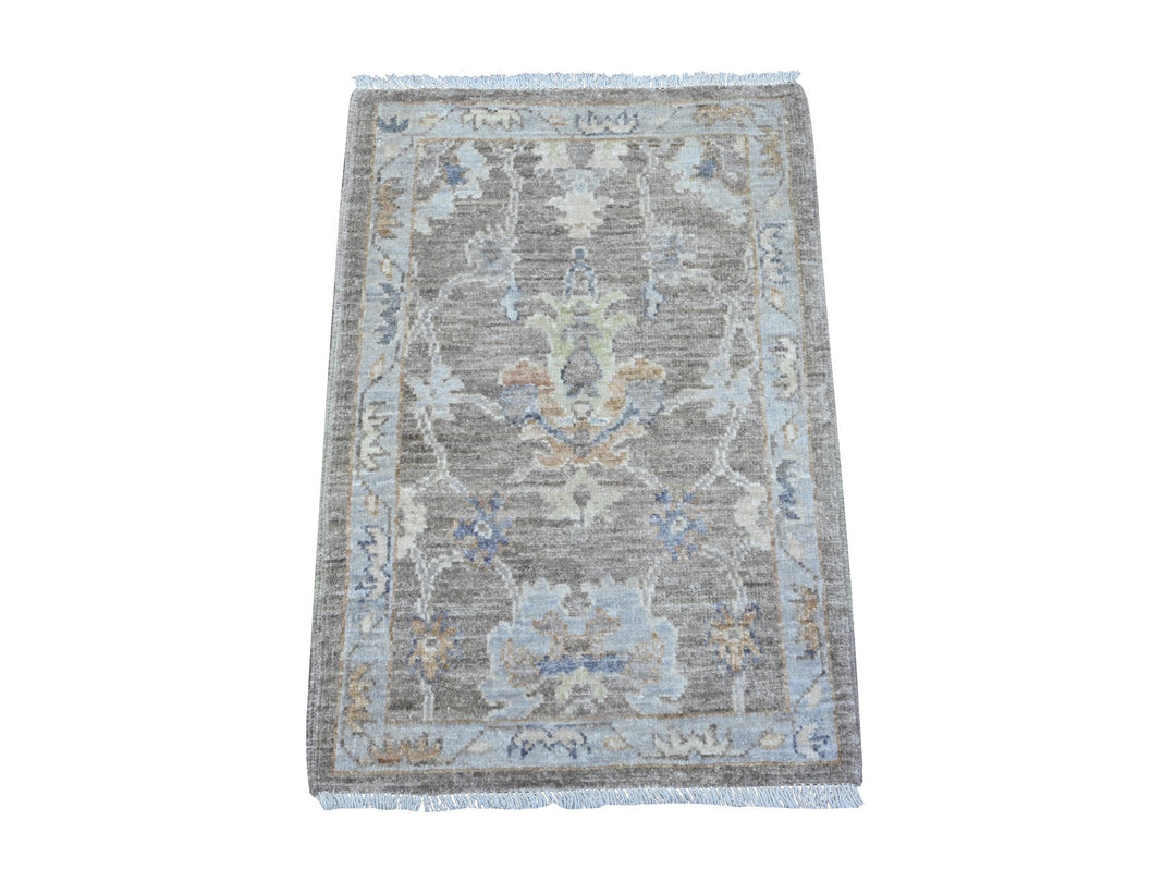 2'0" x 3'0" New Hand Knotted Grey Wool Rectangle Oriental Rug - MOA10289361