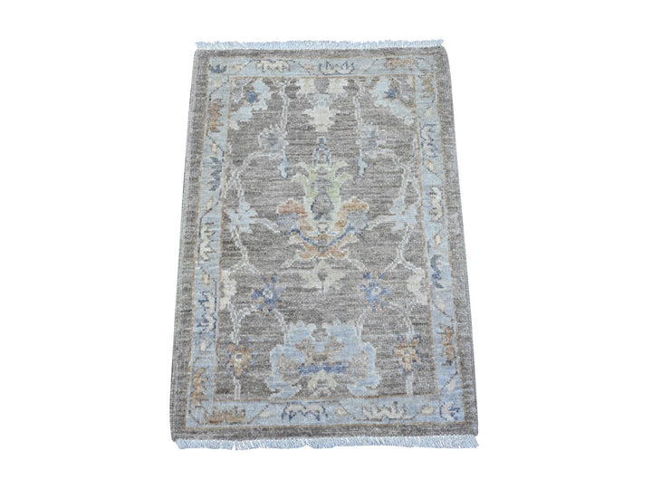 2'0" x 3'0" New Hand Knotted Grey Wool Rectangle Oriental Rug - MOA10289361