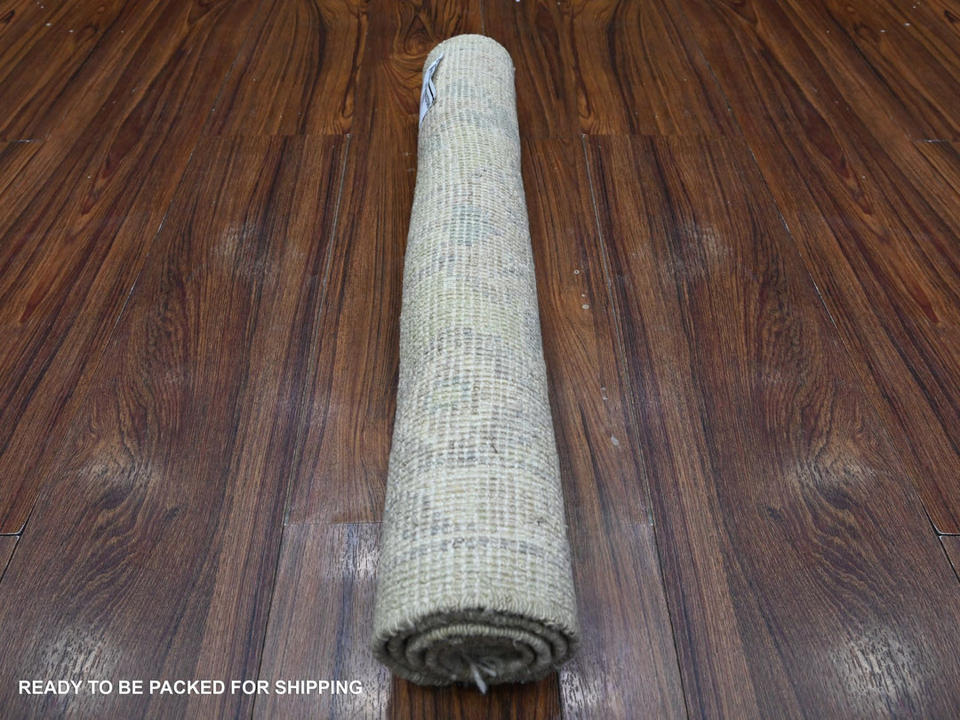 1'11" x 3'0" New Hand Knotted Green Wool Rectangle Oriental Rug - MOA10289363