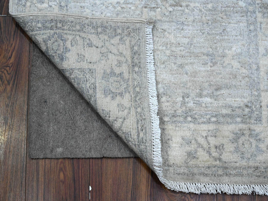 2'6" x 17'9" New Hand Knotted Grey Wool Runner Oriental Rug - MOA10289374