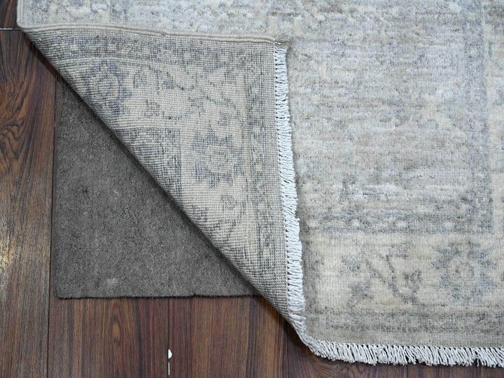 2'6" x 17'9" New Hand Knotted Grey Wool Runner Oriental Rug - MOA10289374