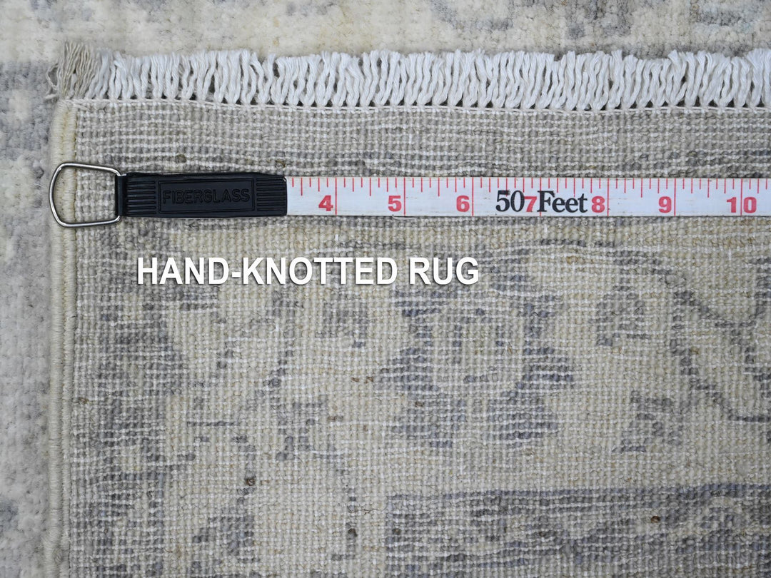 2'6" x 17'9" New Hand Knotted Grey Wool Runner Oriental Rug - MOA10289374