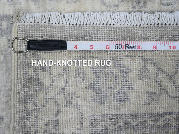 2'6" x 17'9" New Hand Knotted Grey Wool Runner Oriental Rug - MOA10289374