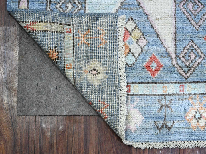 2'8" x 8'3" New Hand Knotted Blue Wool Runner Oriental Rug - MOA10289376