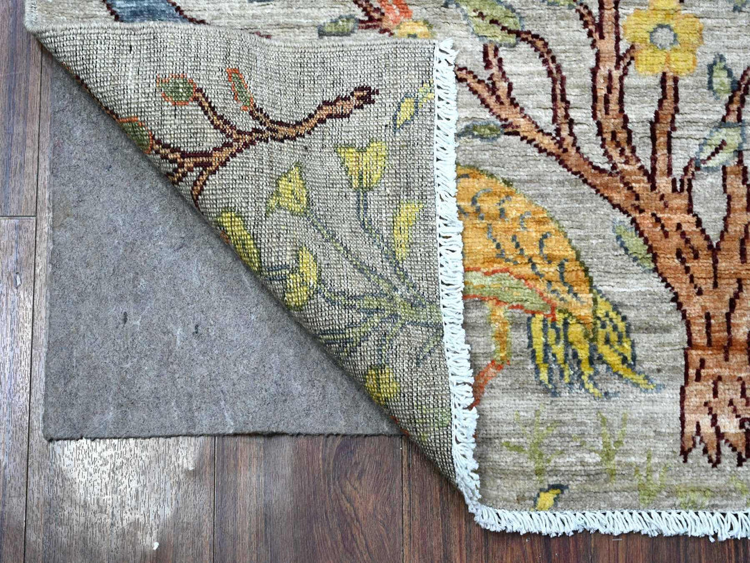 2'9" x 9'8" New Hand Knotted Grey Wool Runner Oriental Rug - MOA10289413