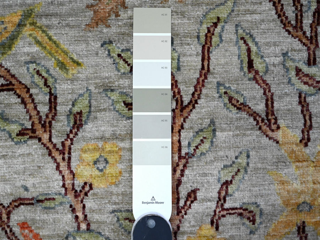 2'9" x 9'8" New Hand Knotted Grey Wool Runner Oriental Rug - MOA10289413