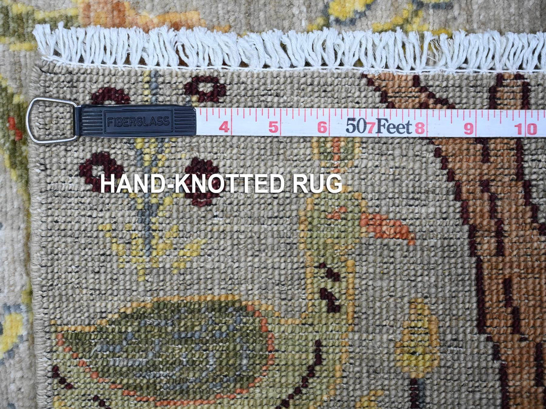 2'9" x 9'8" New Hand Knotted Grey Wool Runner Oriental Rug - MOA10289413