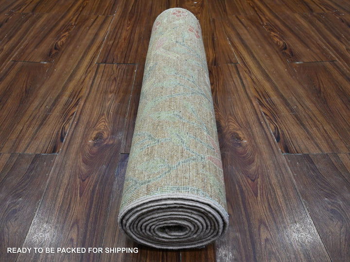 2'7" x 11'9" New Hand Knotted Brown Wool Runner Oriental Rug - MOA10289416
