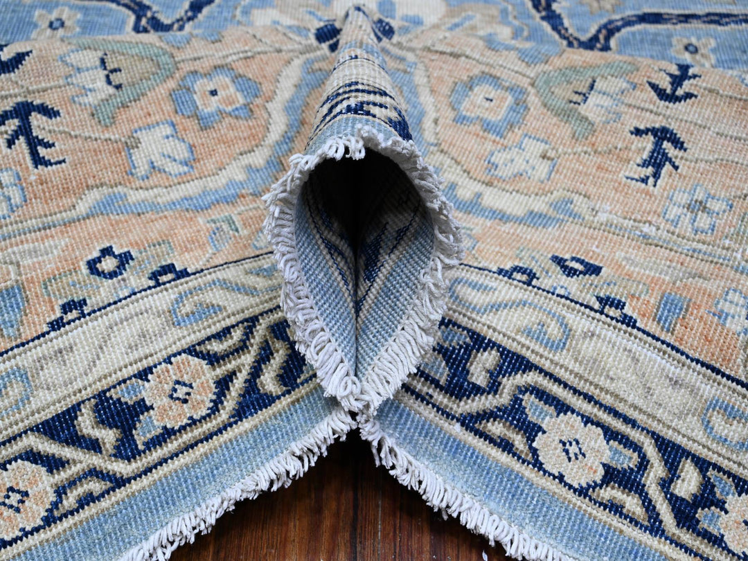 8'7" x 12'2" New Hand Knotted Blue Wool Rectangle Oriental Rug - MOA10289423