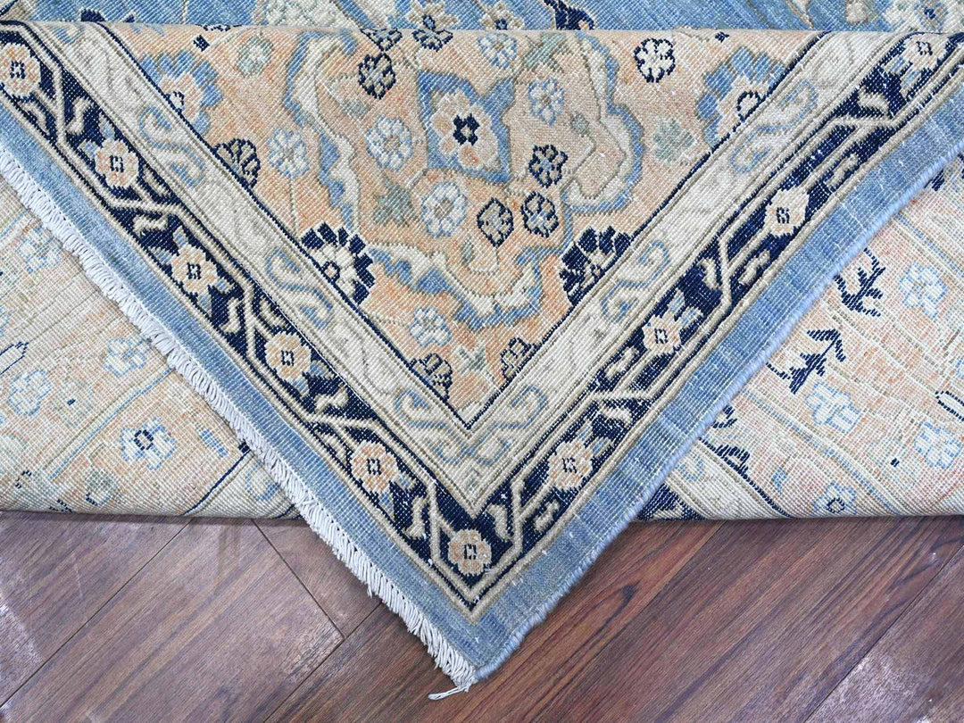 8'7" x 12'2" New Hand Knotted Blue Wool Rectangle Oriental Rug - MOA10289423