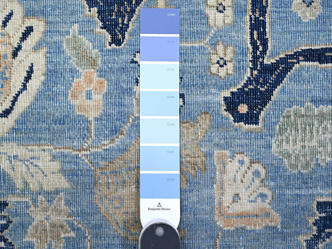 8'7" x 12'2" New Hand Knotted Blue Wool Rectangle Oriental Rug - MOA10289423