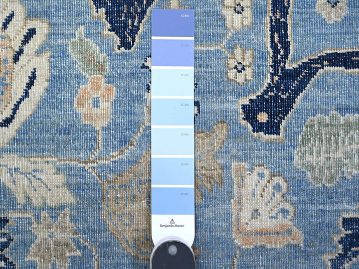8'7" x 12'2" New Hand Knotted Blue Wool Rectangle Oriental Rug - MOA10289423