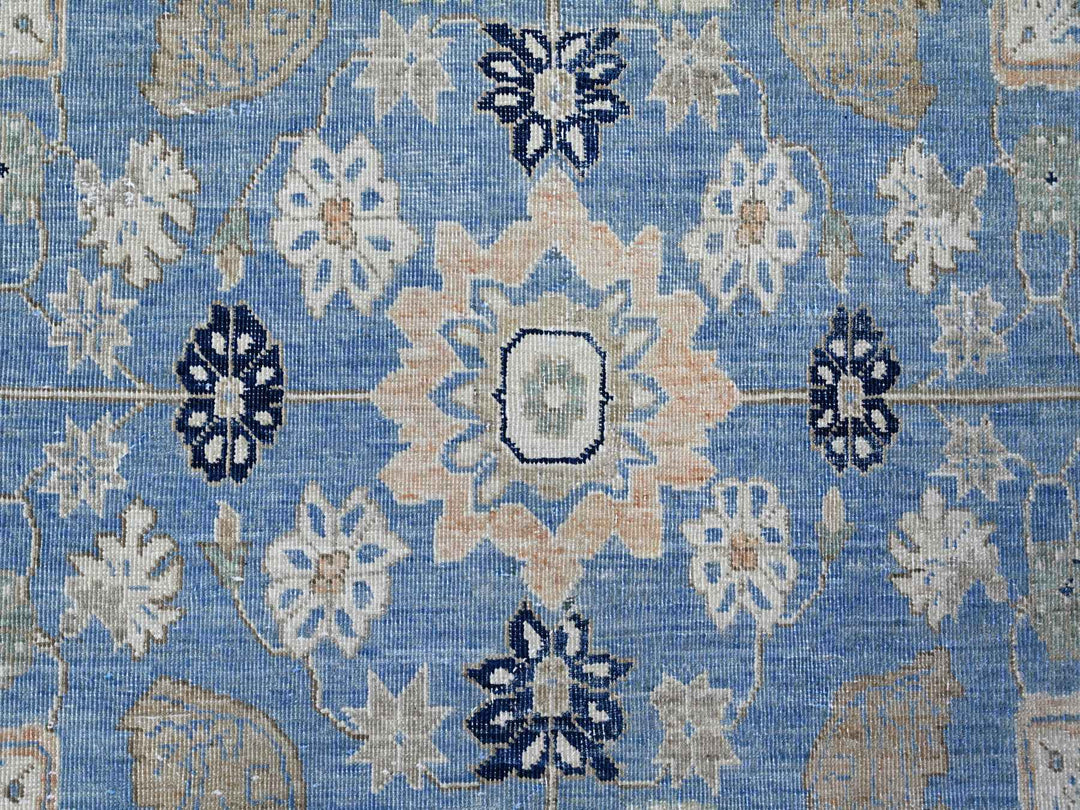 8'7" x 12'2" New Hand Knotted Blue Wool Rectangle Oriental Rug - MOA10289423