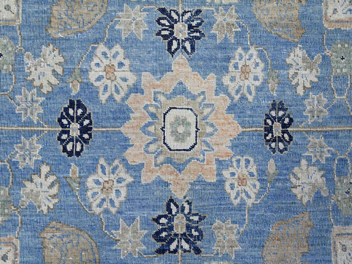 8'7" x 12'2" New Hand Knotted Blue Wool Rectangle Oriental Rug - MOA10289423