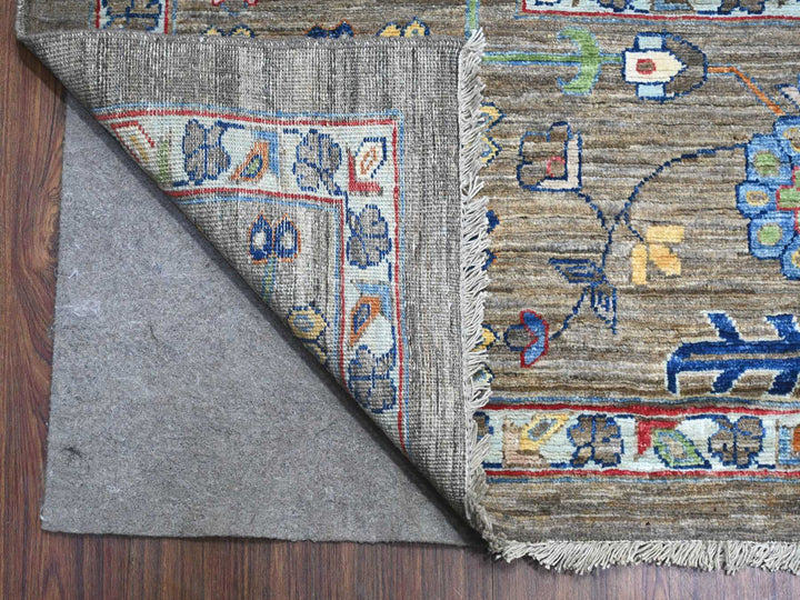 10'2" x 13'6" New Hand Knotted Grey Wool Rectangle Oriental Rug - MOA10289425