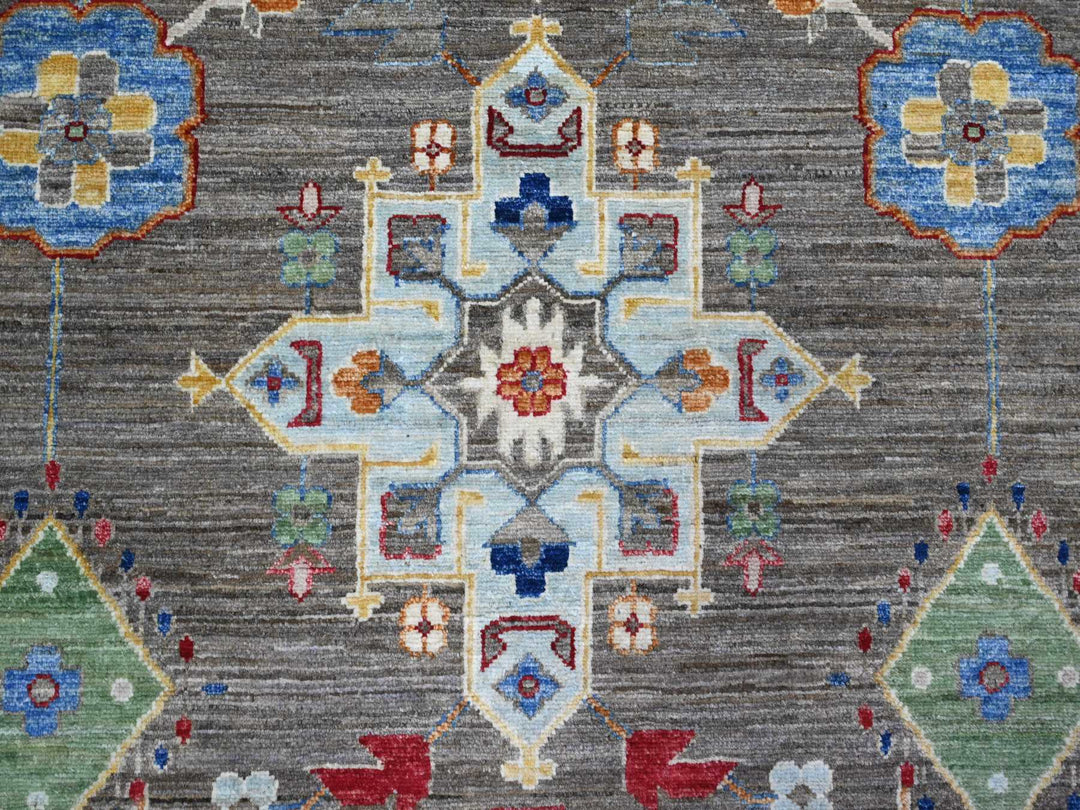 10'2" x 13'6" New Hand Knotted Grey Wool Rectangle Oriental Rug - MOA10289425