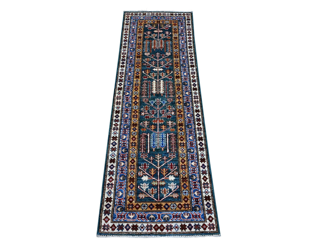1'11" x 5'9" New Hand Knotted Green Wool Runner Oriental Rug - MOA10289441