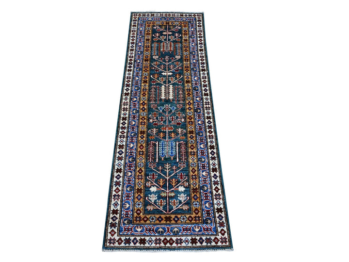 1'11" x 5'9" New Hand Knotted Green Wool Runner Oriental Rug - MOA10289441