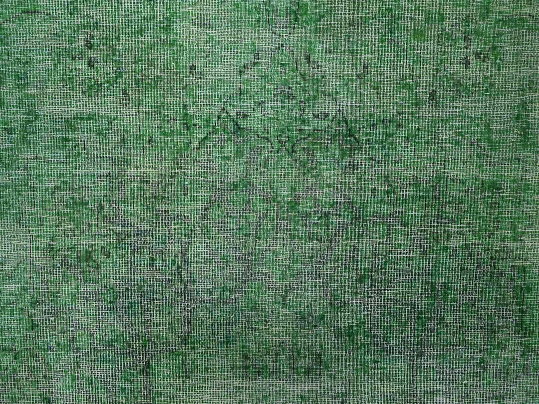 9'7" x 12'7" Vintage Hand Knotted Green Wool Rectangle Oriental Rug - MOA10289450