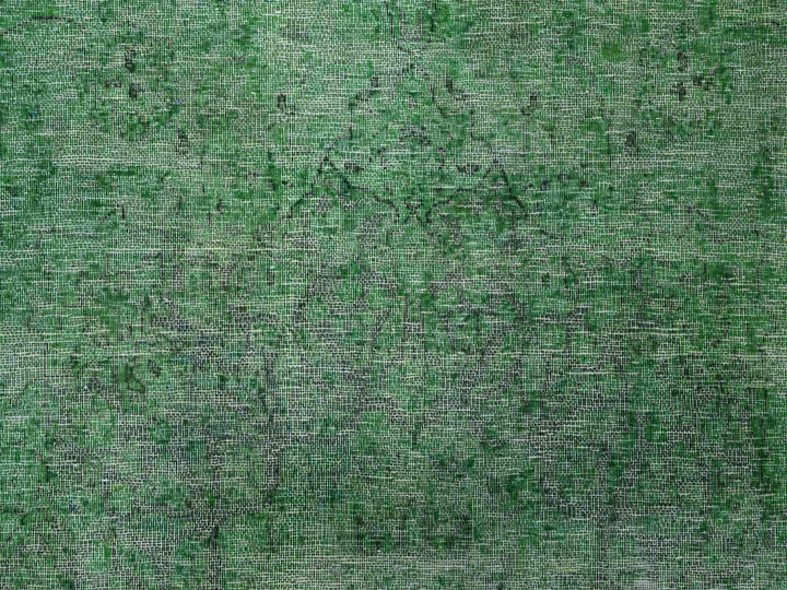 9'7" x 12'7" Vintage Hand Knotted Green Wool Rectangle Oriental Rug - MOA10289450