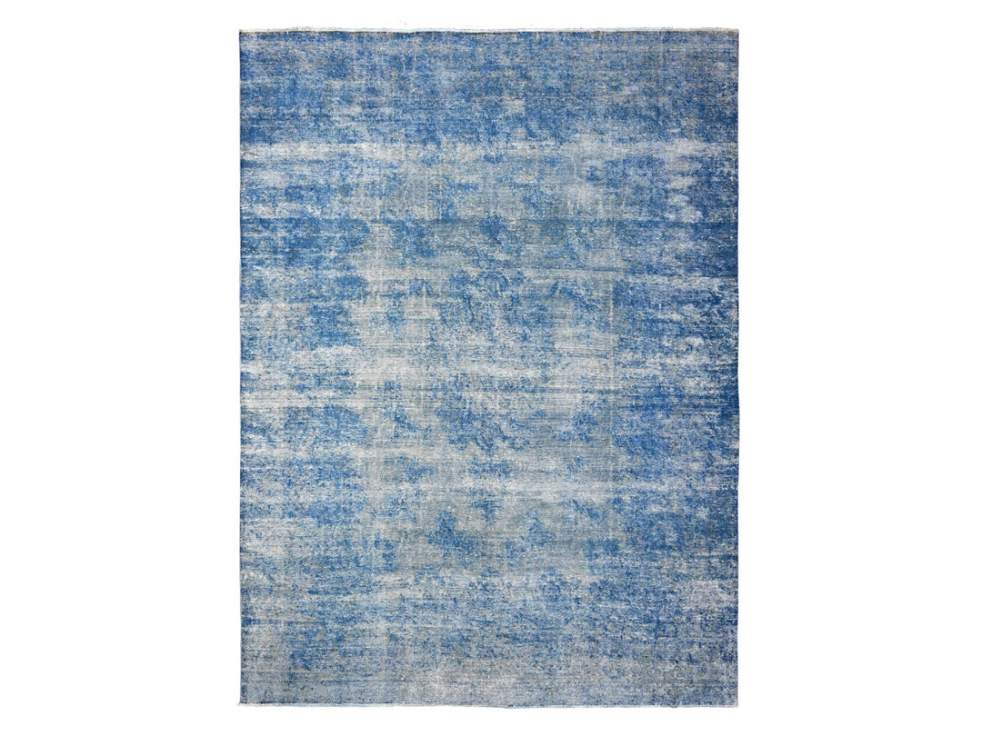 9'5" x 12'10" Vintage Hand Knotted Blue Wool Rectangle Oriental Rug - MOA10289451