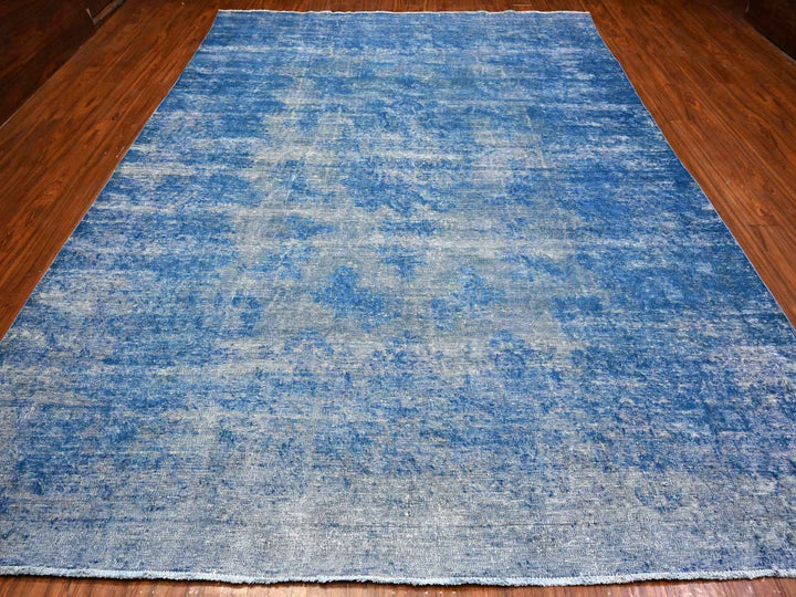 9'5" x 12'10" Vintage Hand Knotted Blue Wool Rectangle Oriental Rug - MOA10289451