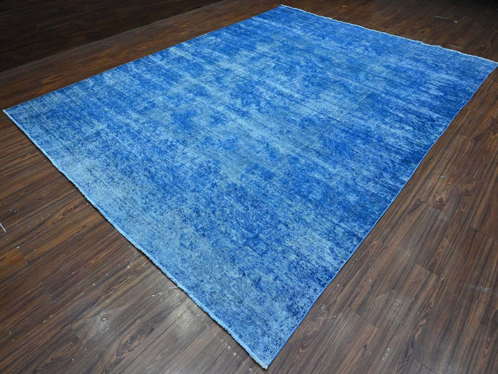 9'5" x 12'10" Vintage Hand Knotted Blue Wool Rectangle Oriental Rug - MOA10289451