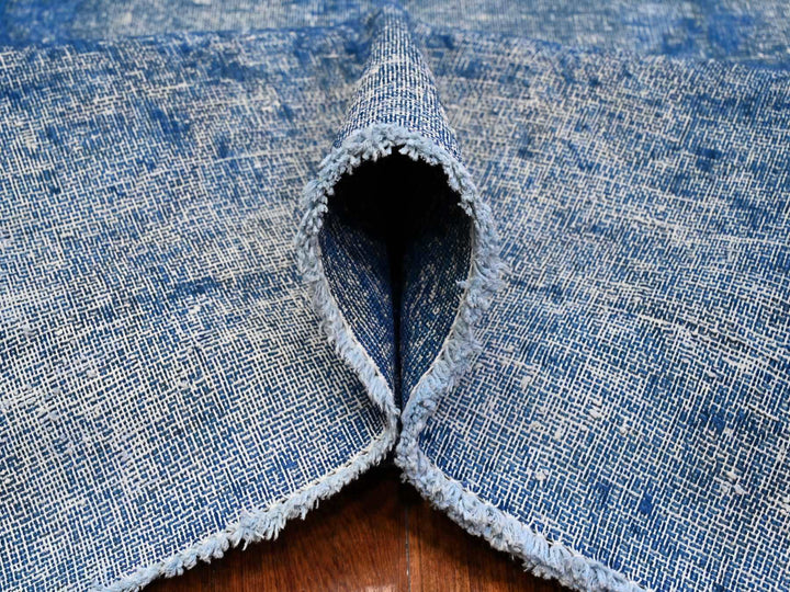 9'5" x 12'10" Vintage Hand Knotted Blue Wool Rectangle Oriental Rug - MOA10289451