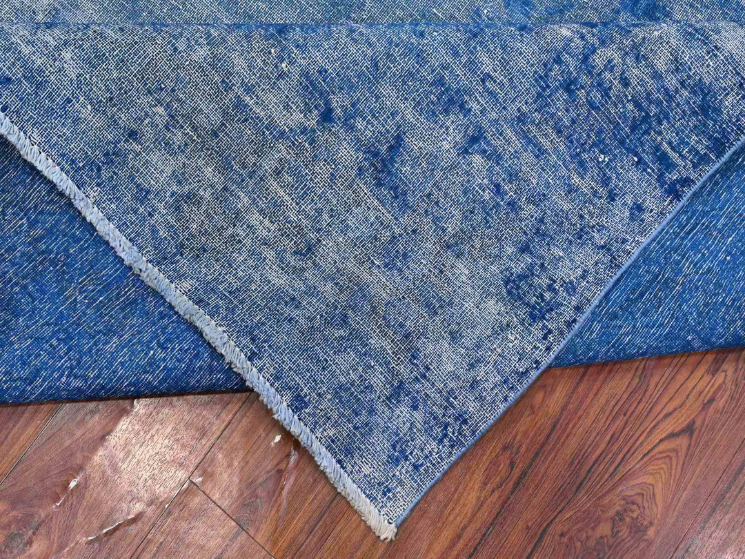 9'5" x 12'10" Vintage Hand Knotted Blue Wool Rectangle Oriental Rug - MOA10289451
