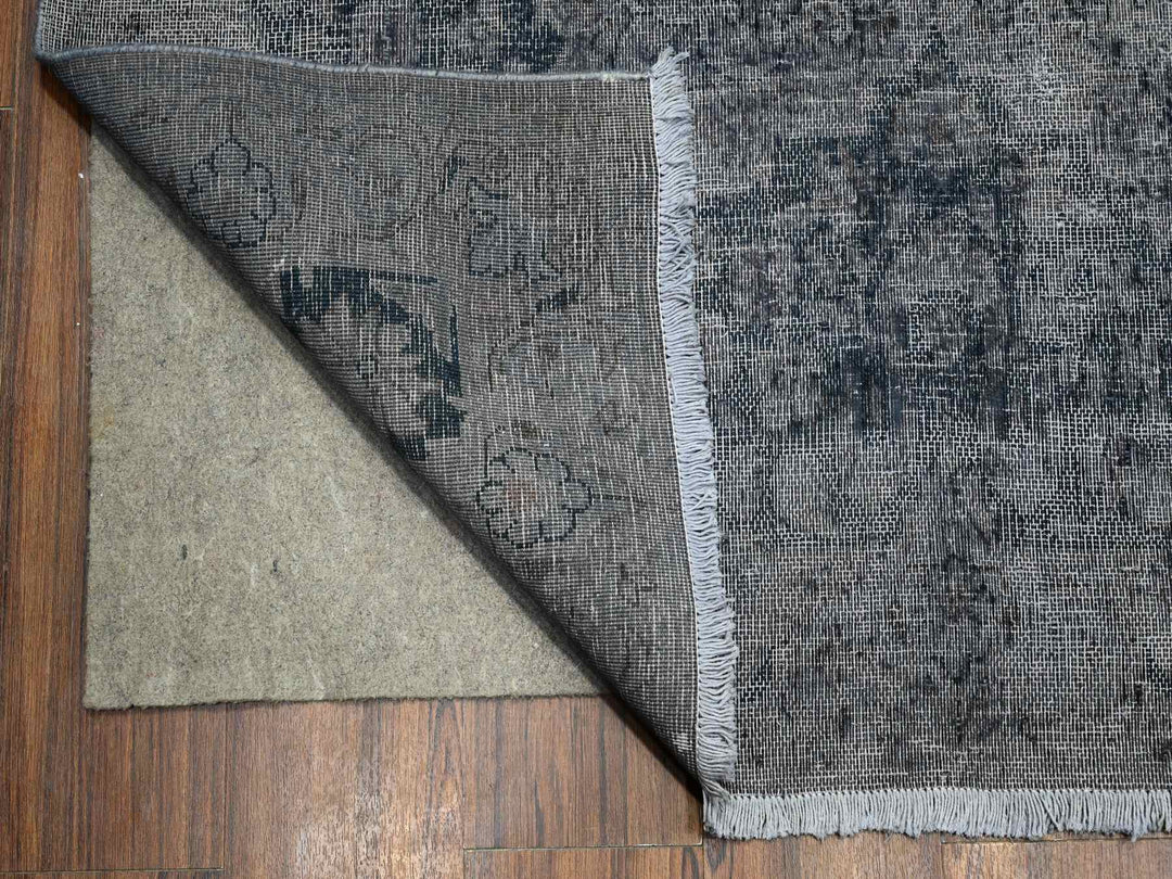 9'8" x 12'6" Vintage Hand Knotted Grey Wool Rectangle Oriental Rug - MOA10289452