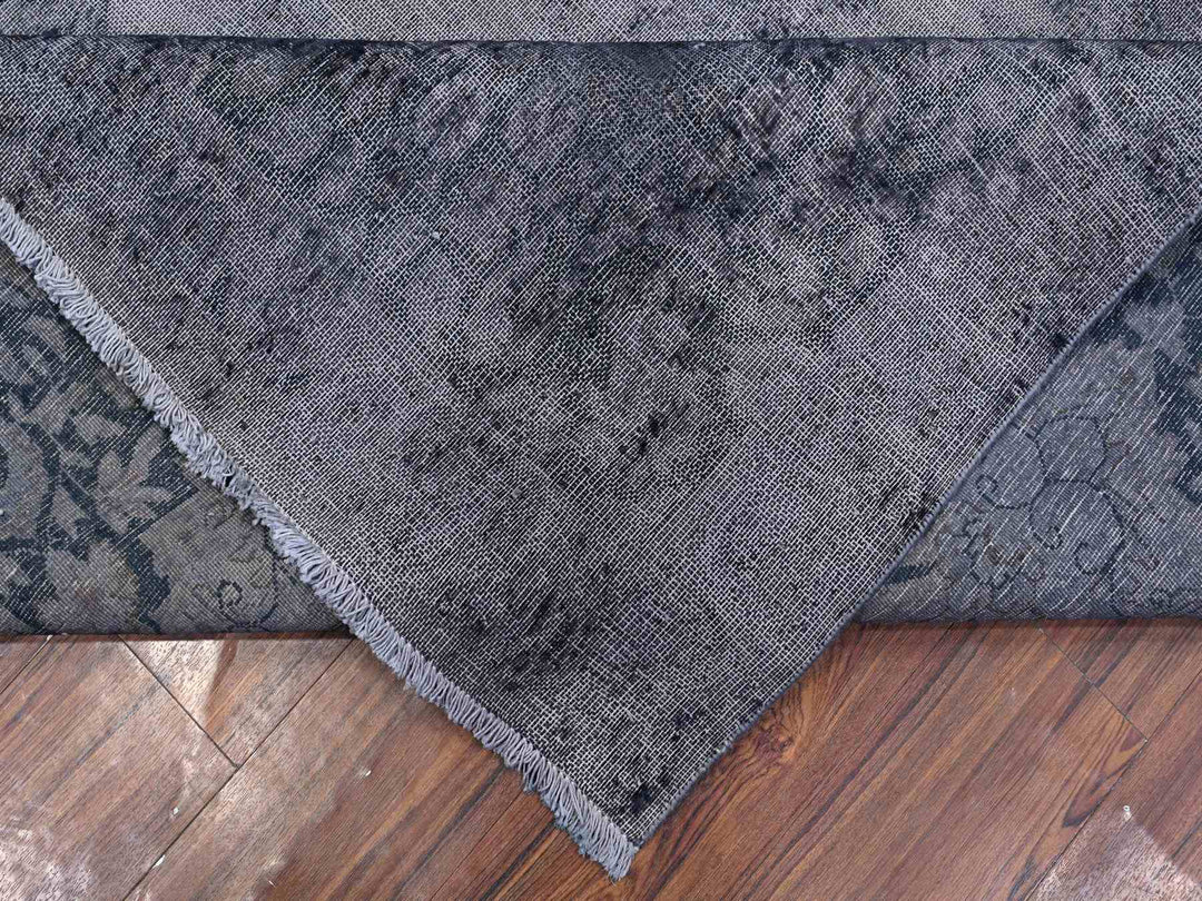 9'8" x 12'6" Vintage Hand Knotted Grey Wool Rectangle Oriental Rug - MOA10289452