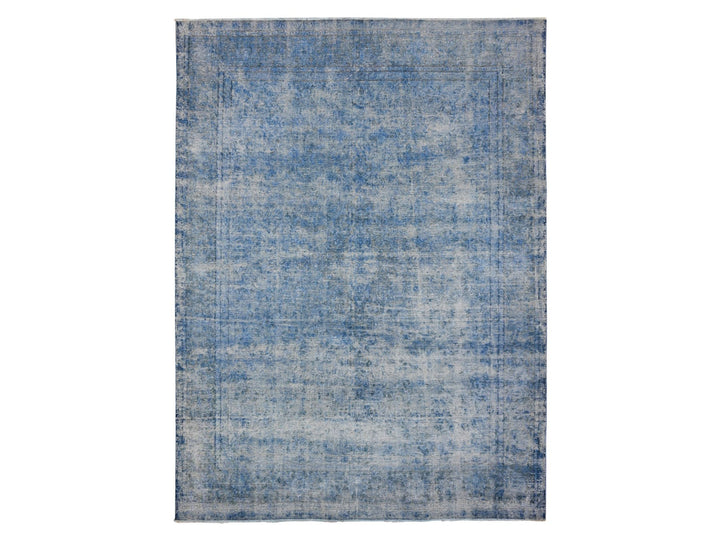 9'8" x 12'10" Vintage Hand Knotted Blue Wool Rectangle Oriental Rug - MOA10289453