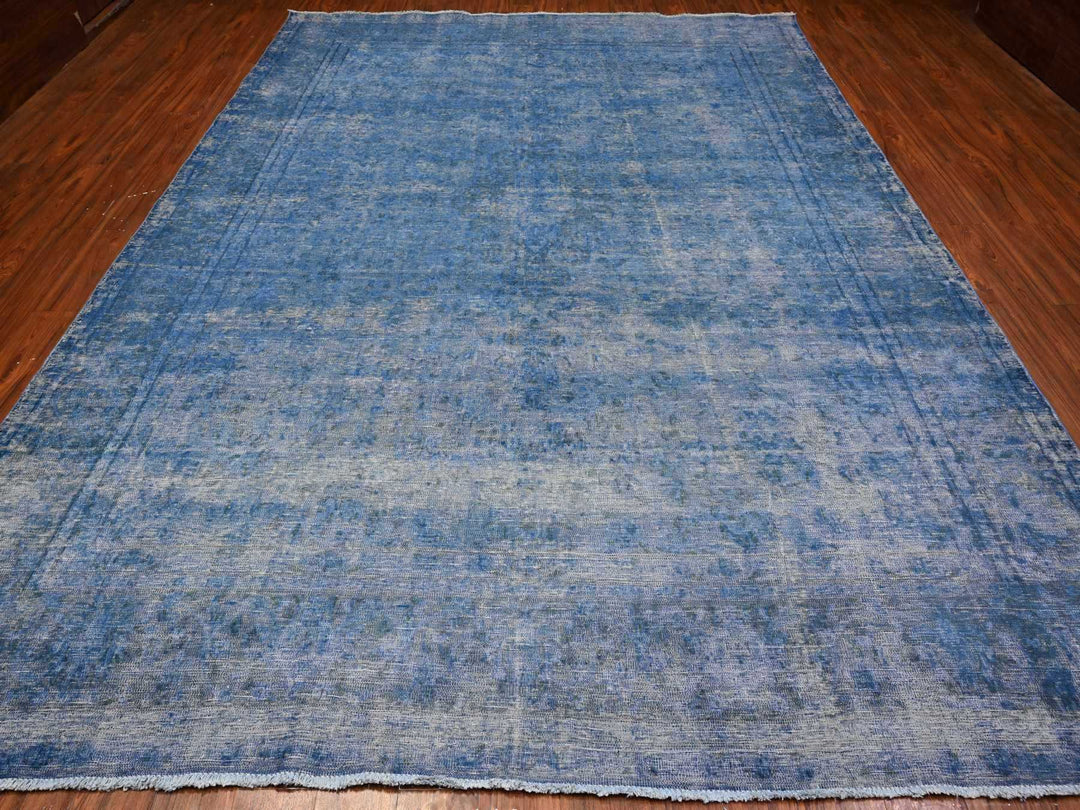 9'8" x 12'10" Vintage Hand Knotted Blue Wool Rectangle Oriental Rug - MOA10289453