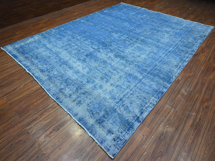 9'8" x 12'10" Vintage Hand Knotted Blue Wool Rectangle Oriental Rug - MOA10289453