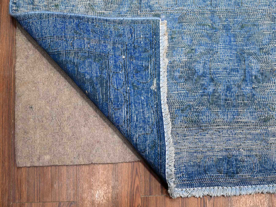 9'8" x 12'10" Vintage Hand Knotted Blue Wool Rectangle Oriental Rug - MOA10289453