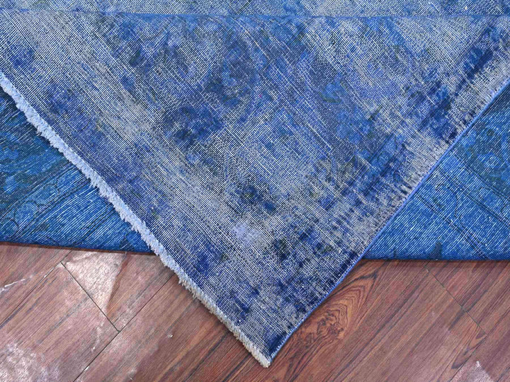 9'8" x 12'10" Vintage Hand Knotted Blue Wool Rectangle Oriental Rug - MOA10289453